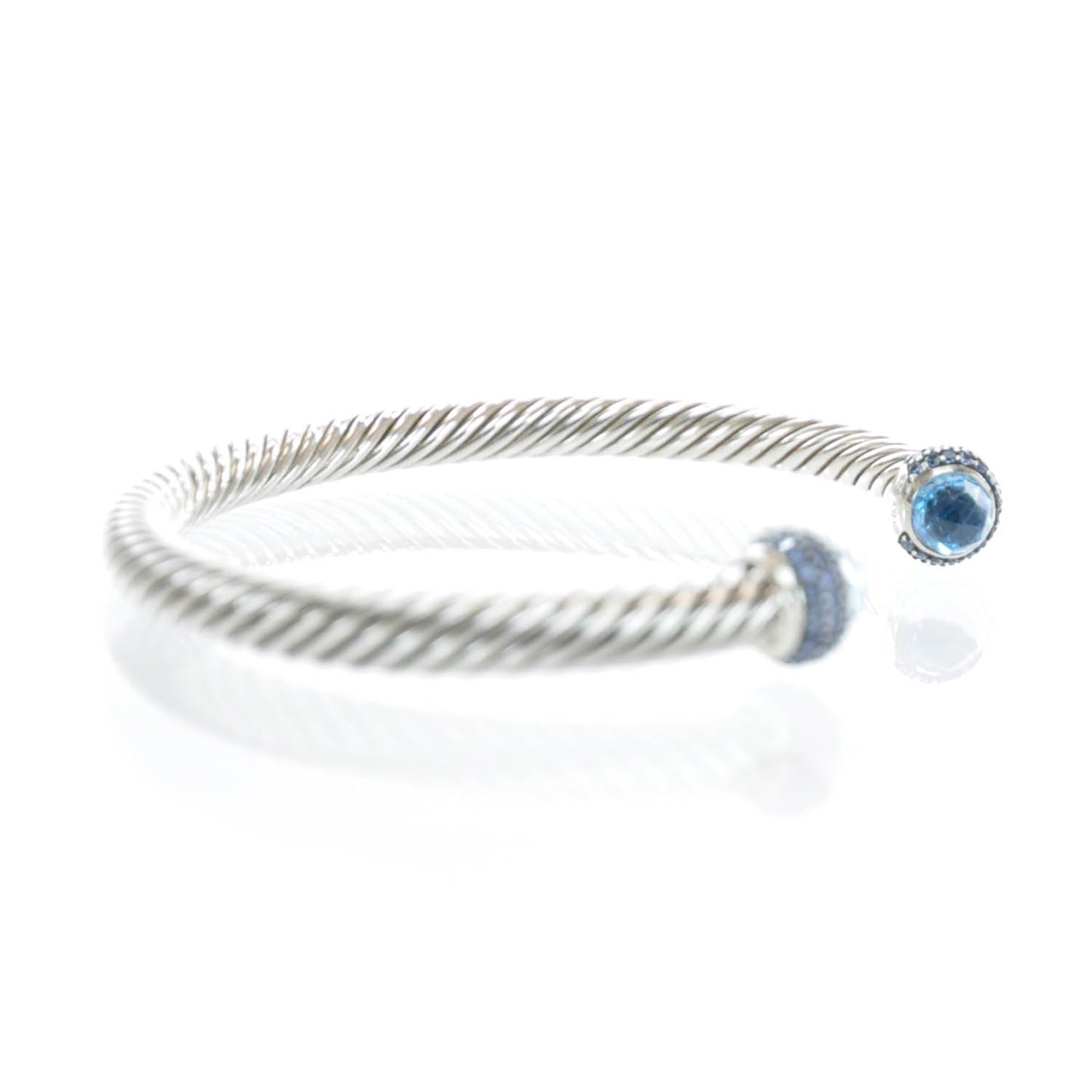 Sterling Silver Blue Topaz Sapphire Cable Cuff