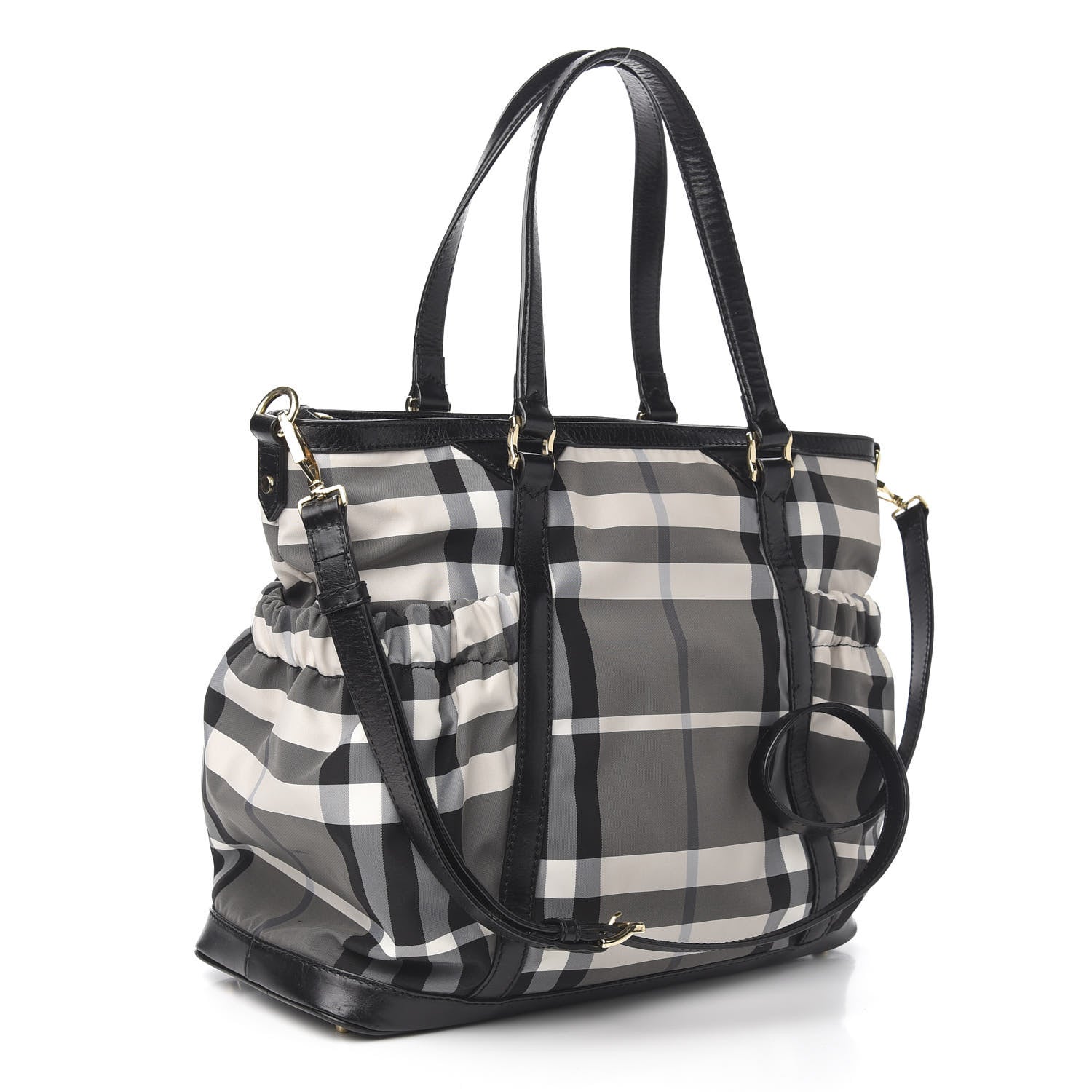 Burberry Nylon Beat Check Diaper Bag Black 2 of 9