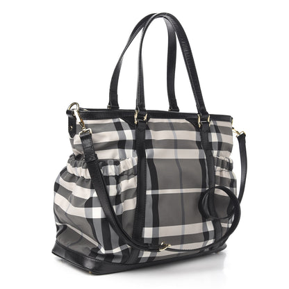 Burberry Nylon Beat Check Diaper Bag Black 2 of 9