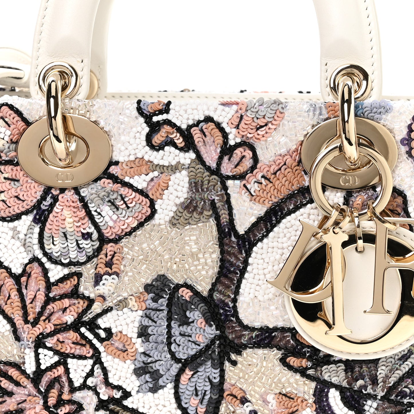 Calfskin Sequin Embroidered Butterfly Lady D-Joy Multicolor