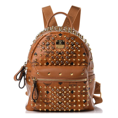 MCM Visetos Swarovski Mini Stark Diamond Backpack Cognac 1 of 10