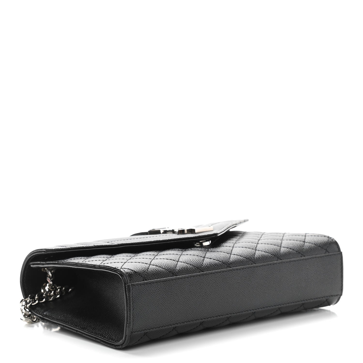 Saint Laurent Grain De Poudre Textured Mixed Matelasse Triquilt Medium Monogram Satchel Black 4 of 10