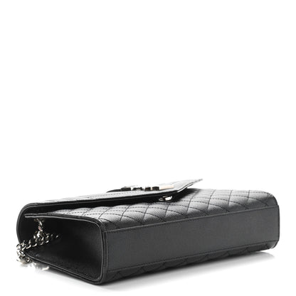 Saint Laurent Grain De Poudre Textured Mixed Matelasse Triquilt Medium Monogram Satchel Black 4 of 10