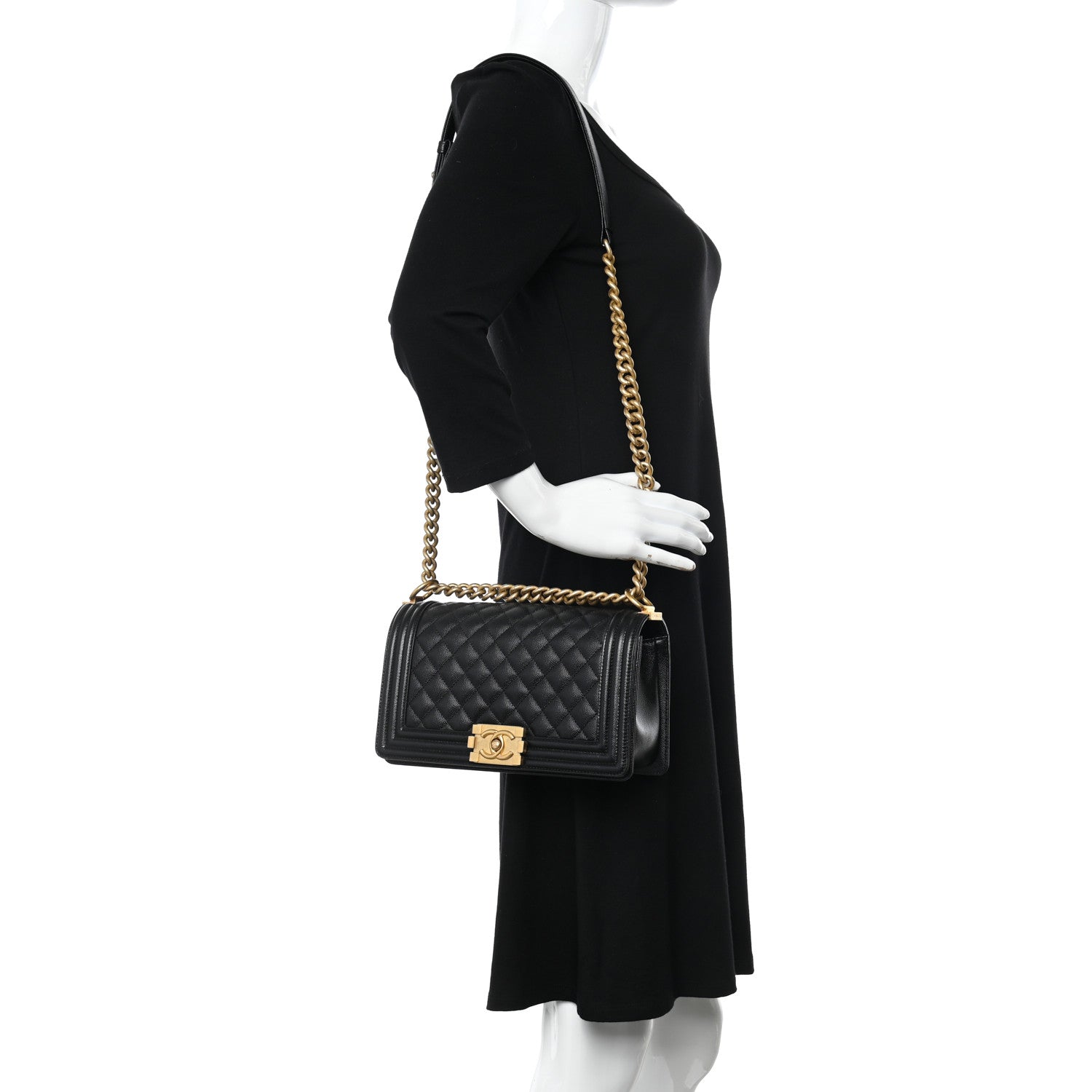 Chanel Caviar Quilted Medium Boy Flap Black 2 of 10
