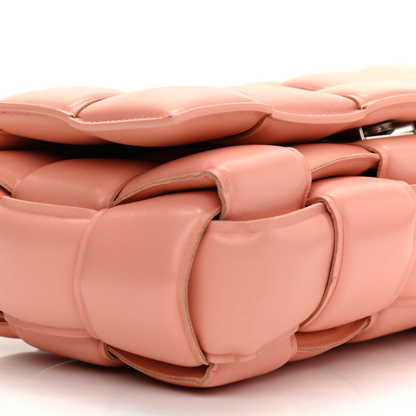 Nappa Maxi Intreccio Padded Cassette Crossbody Bag Peachy