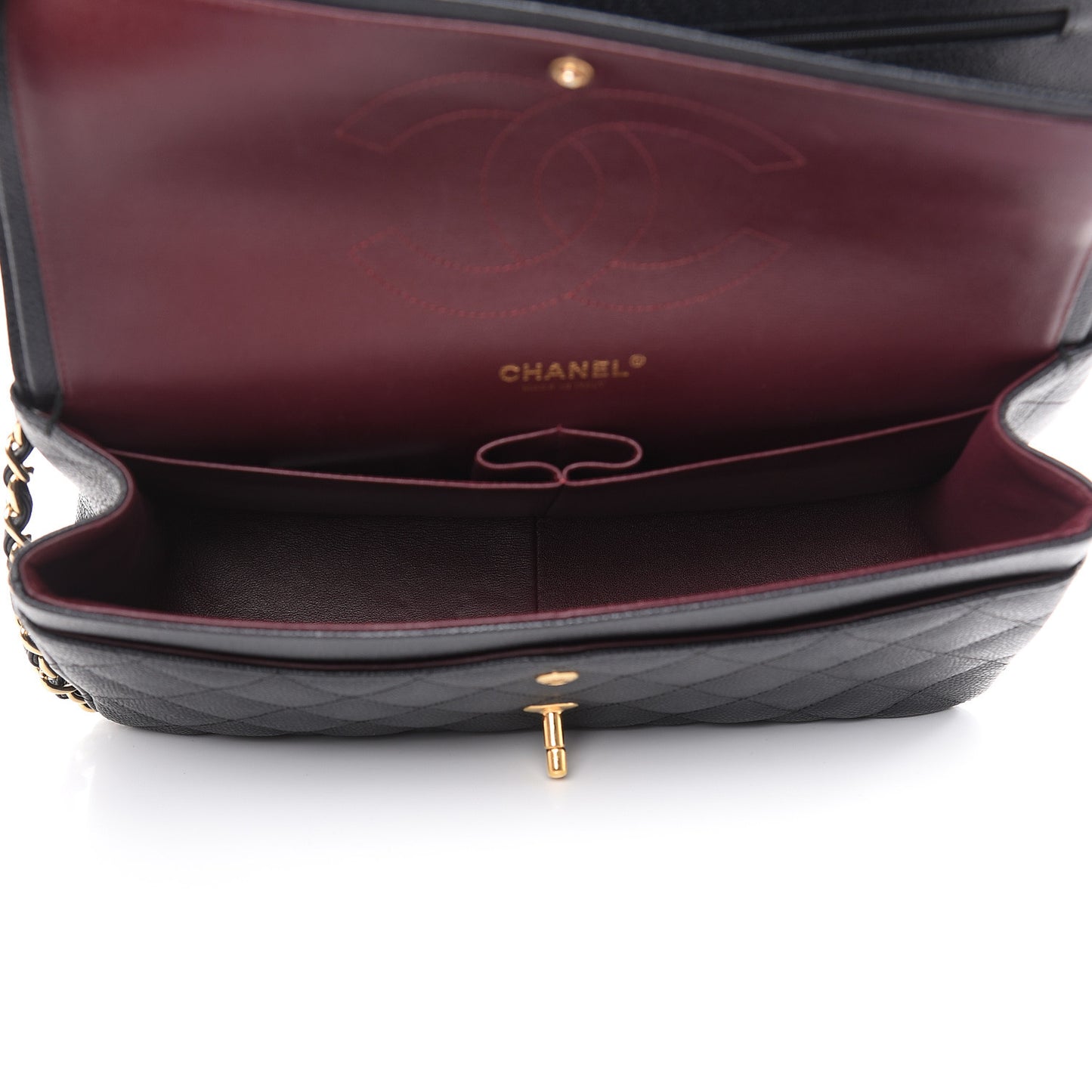 Caviar Quilted Jumbo Double Flap Black