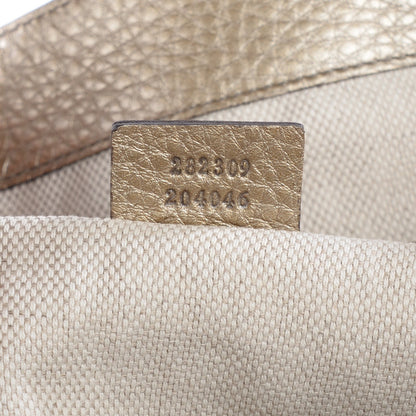 Gucci Metallic Pebbled Calfskin Medium Soho Shoulder Bag Golden Beige 7 of 8
