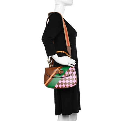 Gucci Calfskin Geometric Print Medium Bamboo 1947 Top Handle Bag Brown 2 of 10