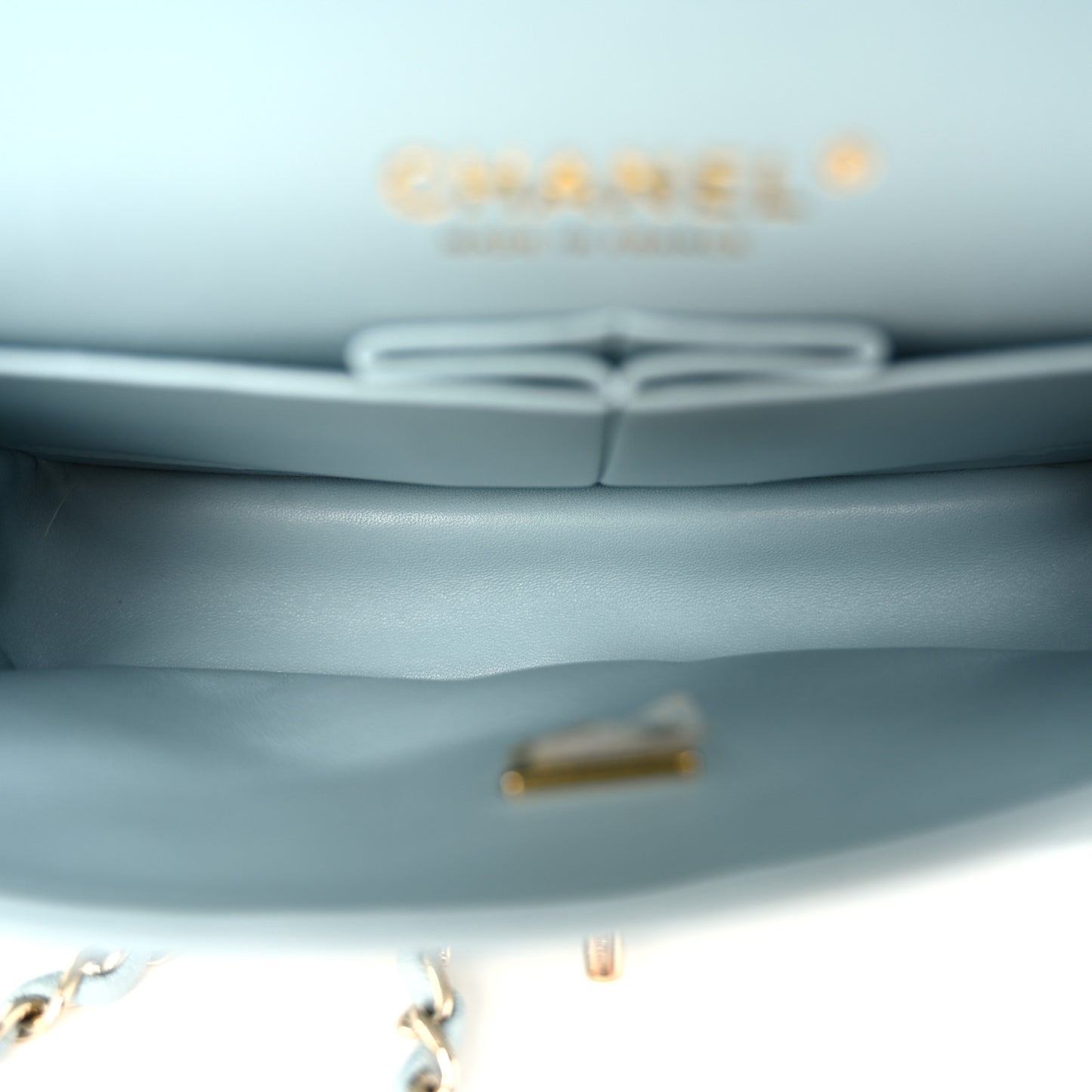 Caviar Quilted Small Double Flap Light Blue