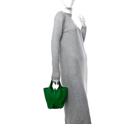 Hermes Taurillon Clemence Monochrome Picotin Lock 18 PM Bambou 2 of 11