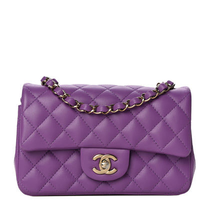 Chanel Lambskin Quilted Mini Rectangular Flap Purple 1 of 11