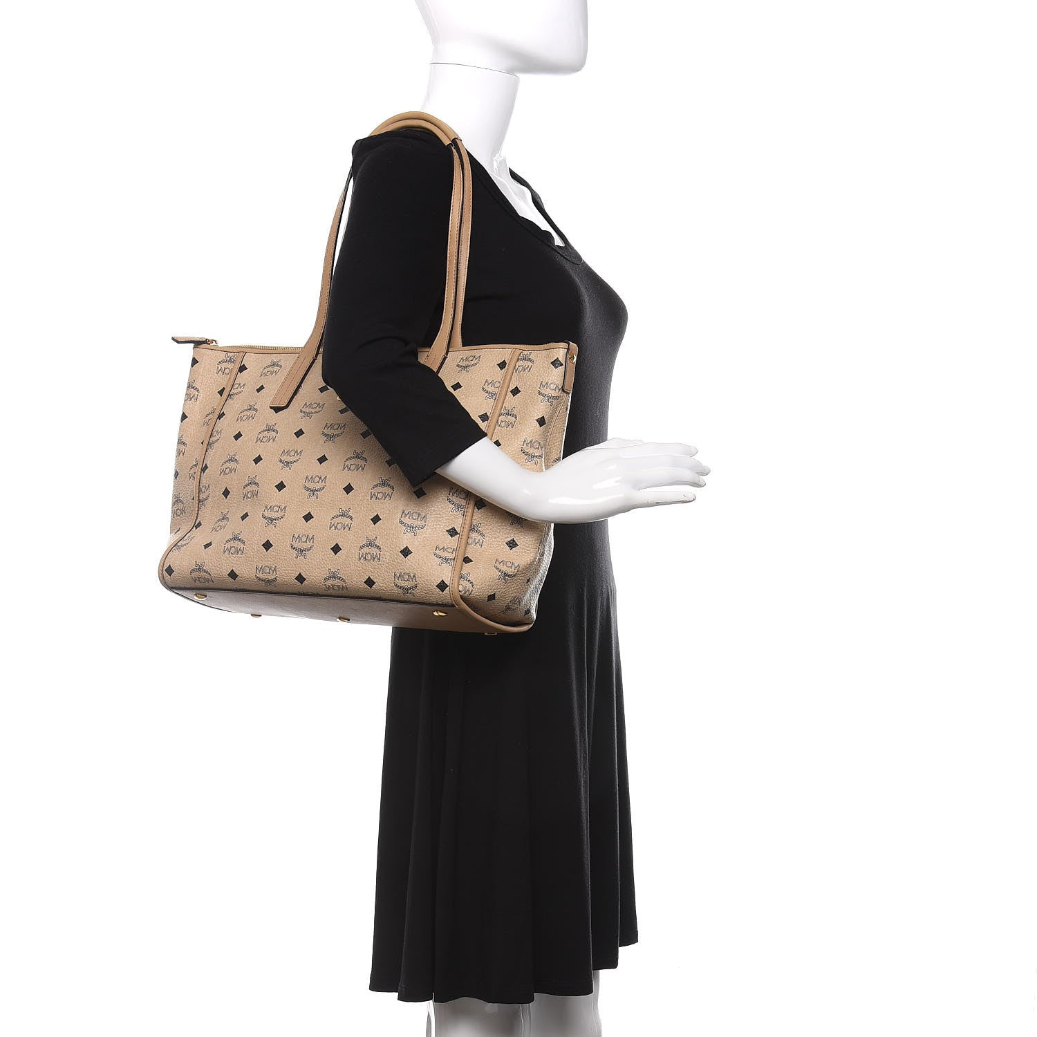 MCM Visetos Shopping Tote Beige 2 of 9