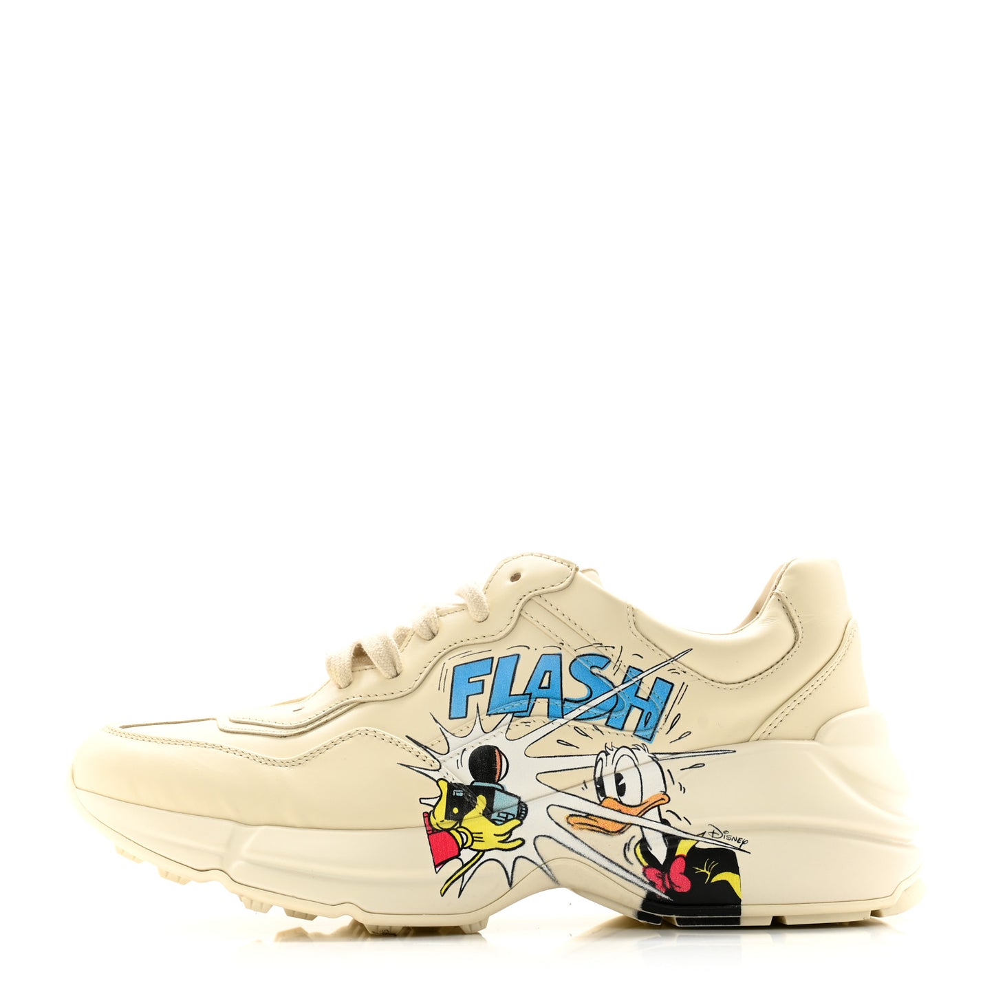 X DISNEY Calfskin Donald Duck Rhyton Sneakers 37.5 Ivory