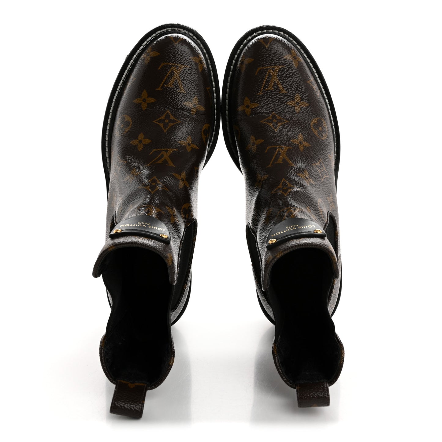 Patent Monogram LV Beaubourg Ankle Boots 39 Black