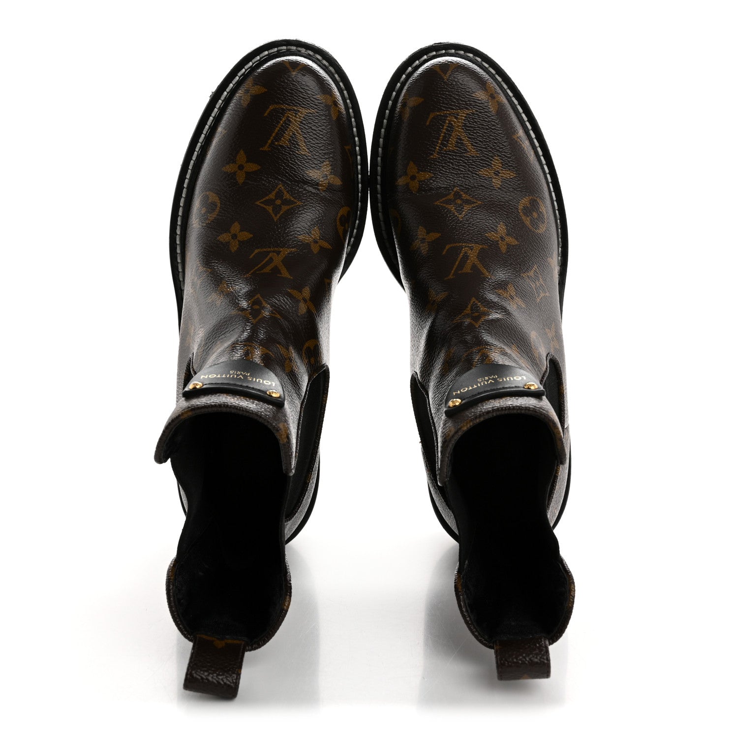 Louis Vuitton Patent Monogram LV Beaubourg Ankle Boots 39 Black 2 of 11