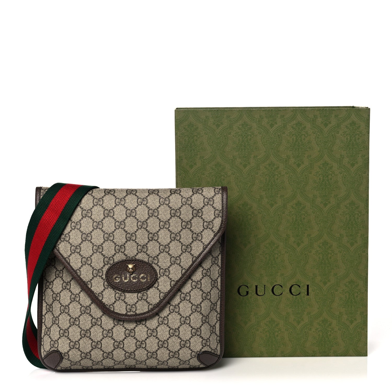 Gucci GG Supreme Monogram Web Medium Neo Vintage Flap Messenger Bag Beige New Acero 12 of 12
