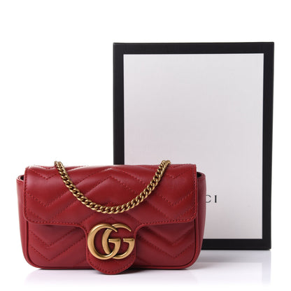 Gucci Calfskin Matelasse Super Mini GG Marmont Shoulder Bag Hibiscus Red 11 of 11