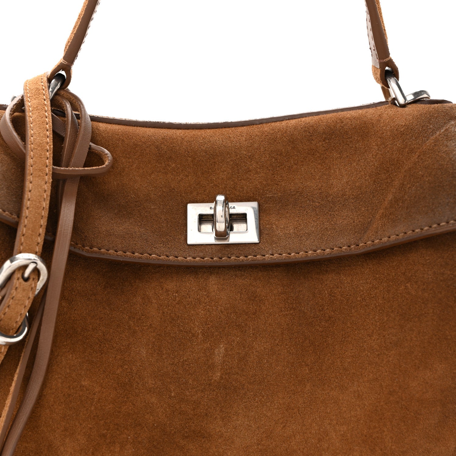 Balenciaga Waxed Suede Mini Rodeo Top Handle Handbag Camel 7 of 10