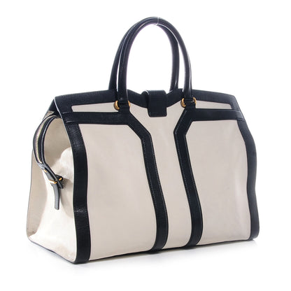 Saint Laurent Leather Large Cabas ChYc Bone Black 3 of 9