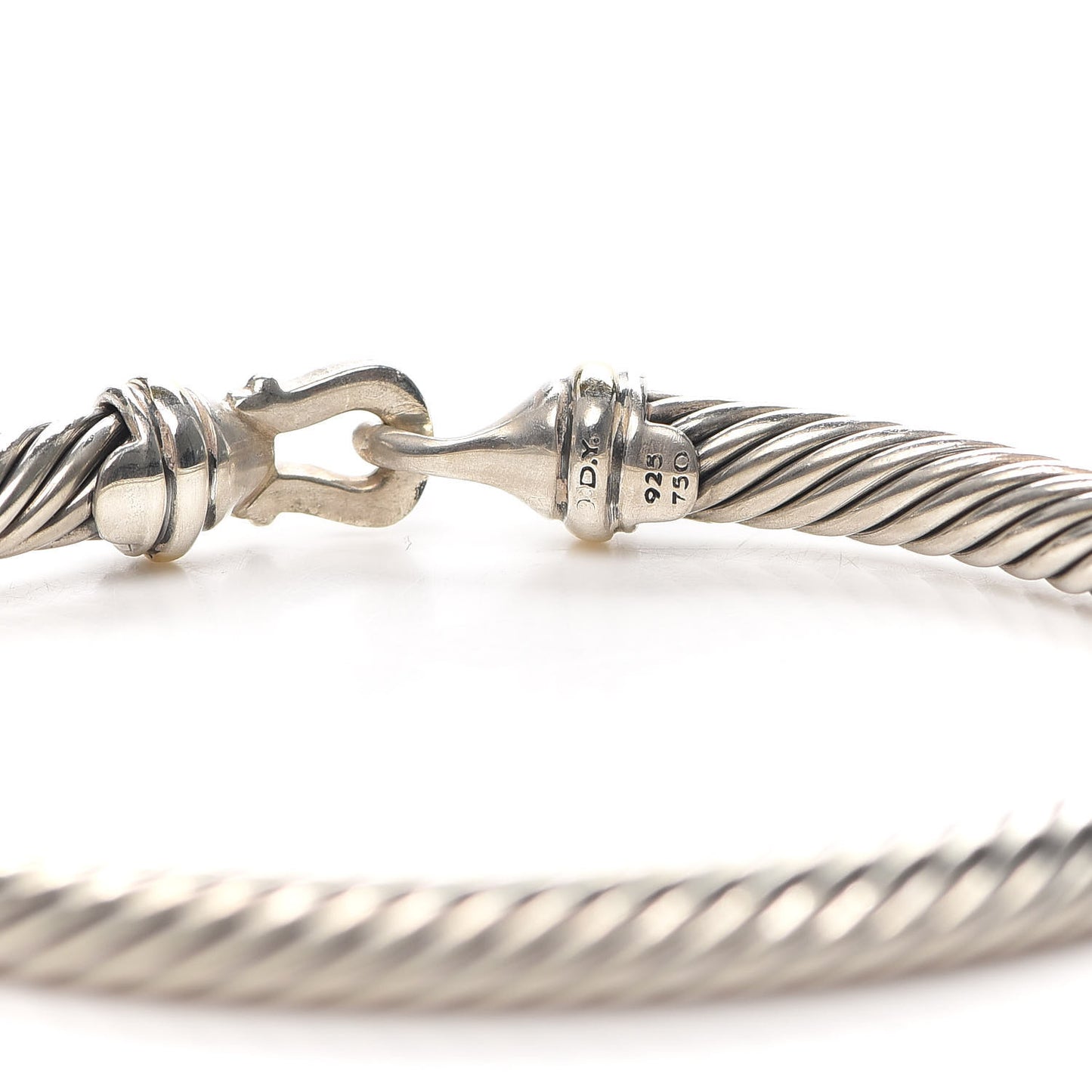 Sterling Silver 18K Yellow Gold 5mm Cable Classic Buckle Bracelet