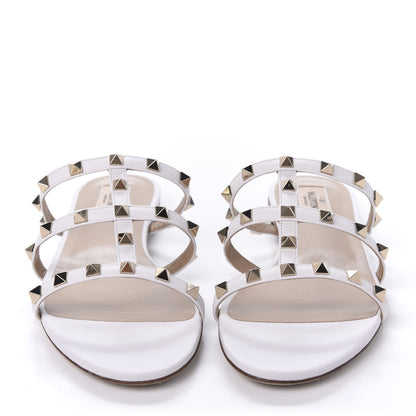 Valentino Garavani Calfskin Rockstud Caged Flat Slide Sandals 39.5 White 2 of 9