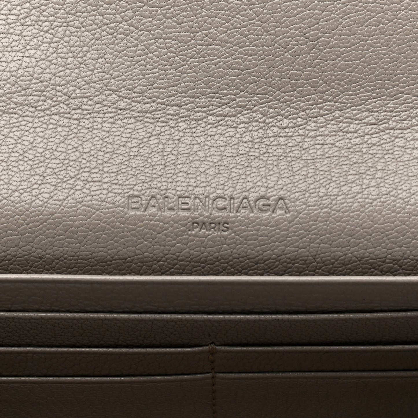 Chevre Gold Metallic Edge Hardware Zip Around Wallet Gris Taupe