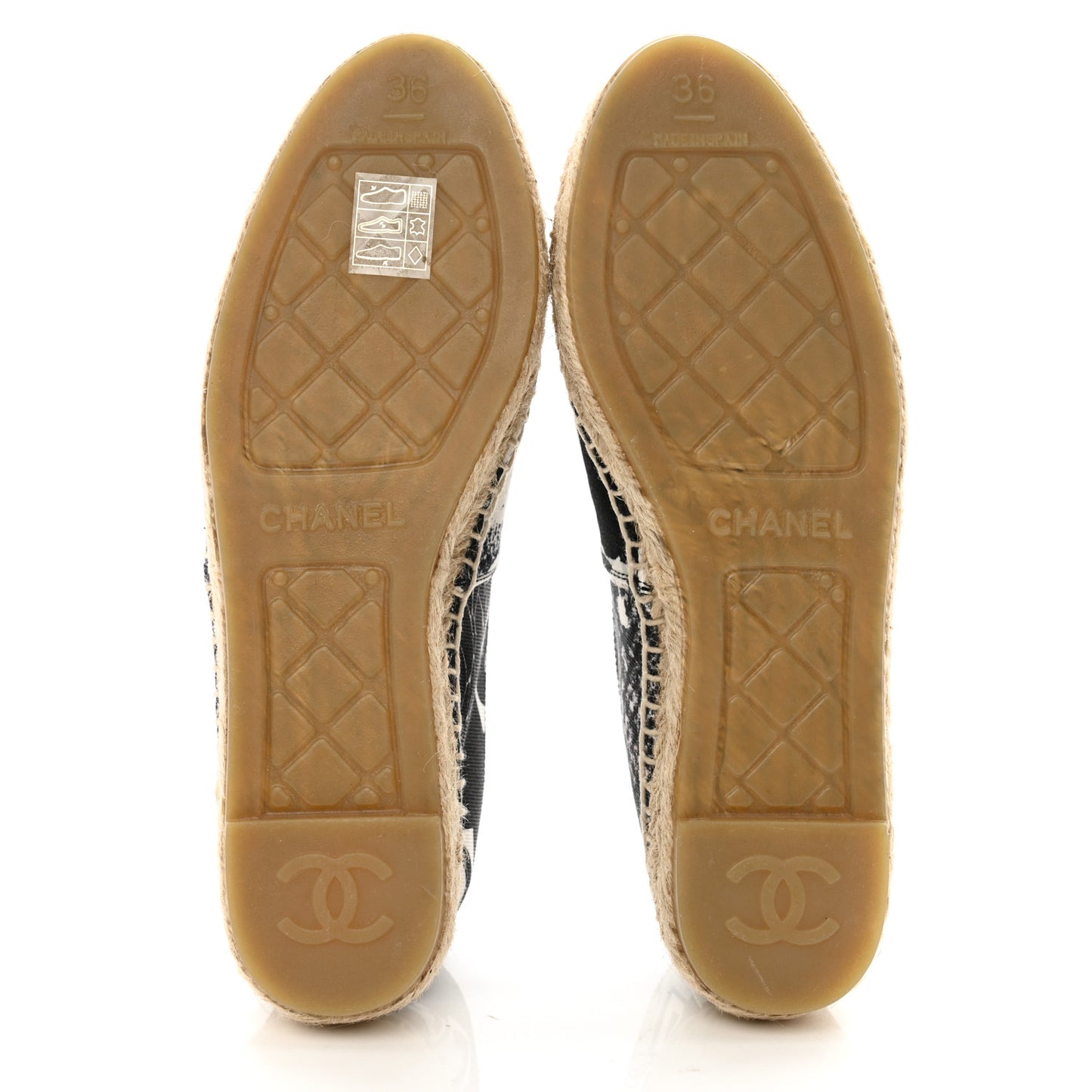 Printed Canvas Grosgrain 31 Rue Cambon Espadrilles 36 Black White