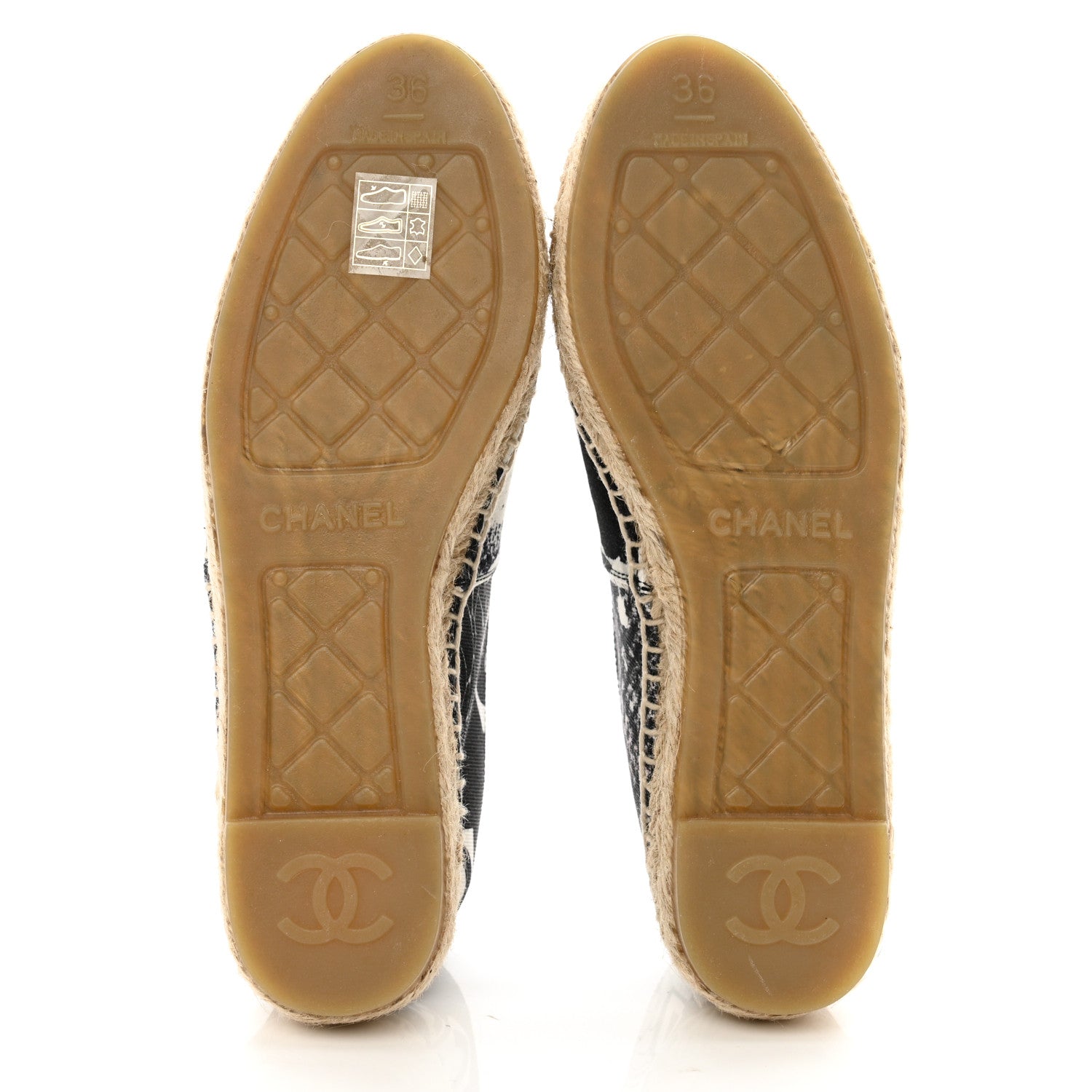 Chanel Printed Canvas Grosgrain 31 Rue Cambon Espadrilles 36 Black White 6 of 11