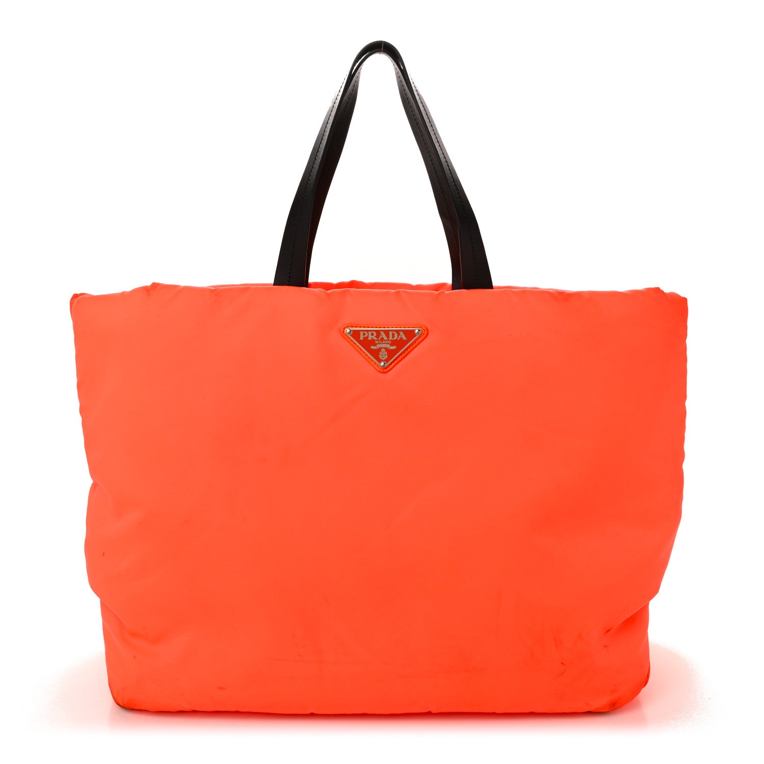 Prada Tessuto Nylon Soft Padded Medium Shopping Tote Arancio Fluo 1 of 10