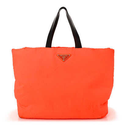 Prada Tessuto Nylon Soft Padded Medium Shopping Tote Arancio Fluo 1 of 10