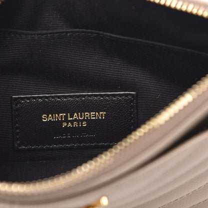 Saint Laurent Grain De Poudre Chevron Monogram Bill Pouch Dark Beige 6 of 8