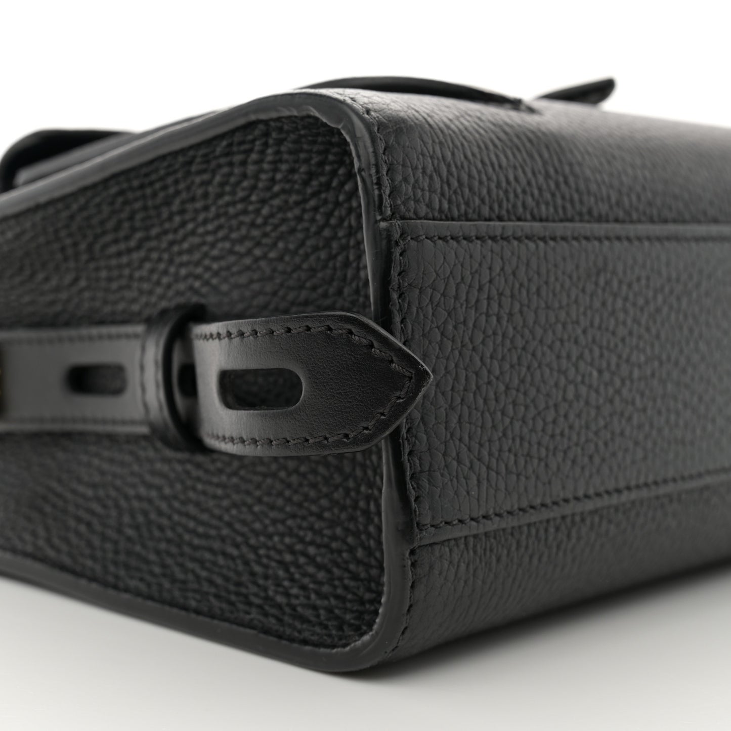 Calfskin Mini T Twist Top Handle Bag Black