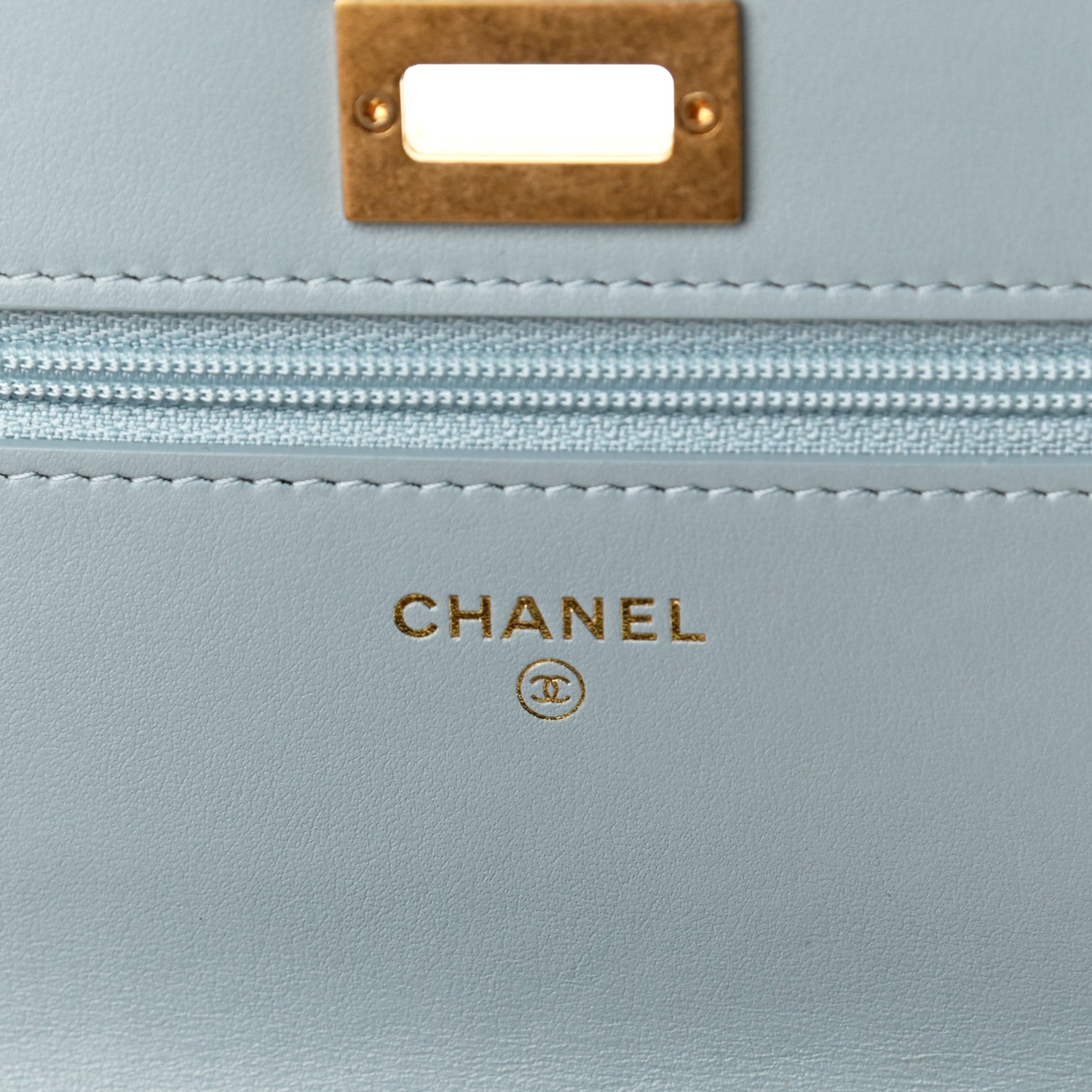 Chanel Aged Calfskin Quilted Reissue Wallet On Chain WOC Light Blue 6 of 12