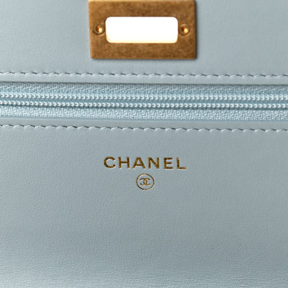 Chanel Aged Calfskin Quilted Reissue Wallet On Chain WOC Light Blue 6 of 12