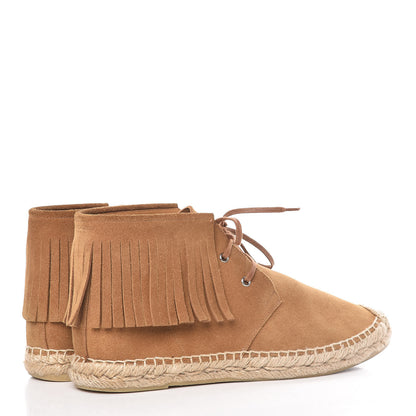 Saint Laurent Suede Mens Fringe Moccasin Bootie 38.5 Brown 4 of 13
