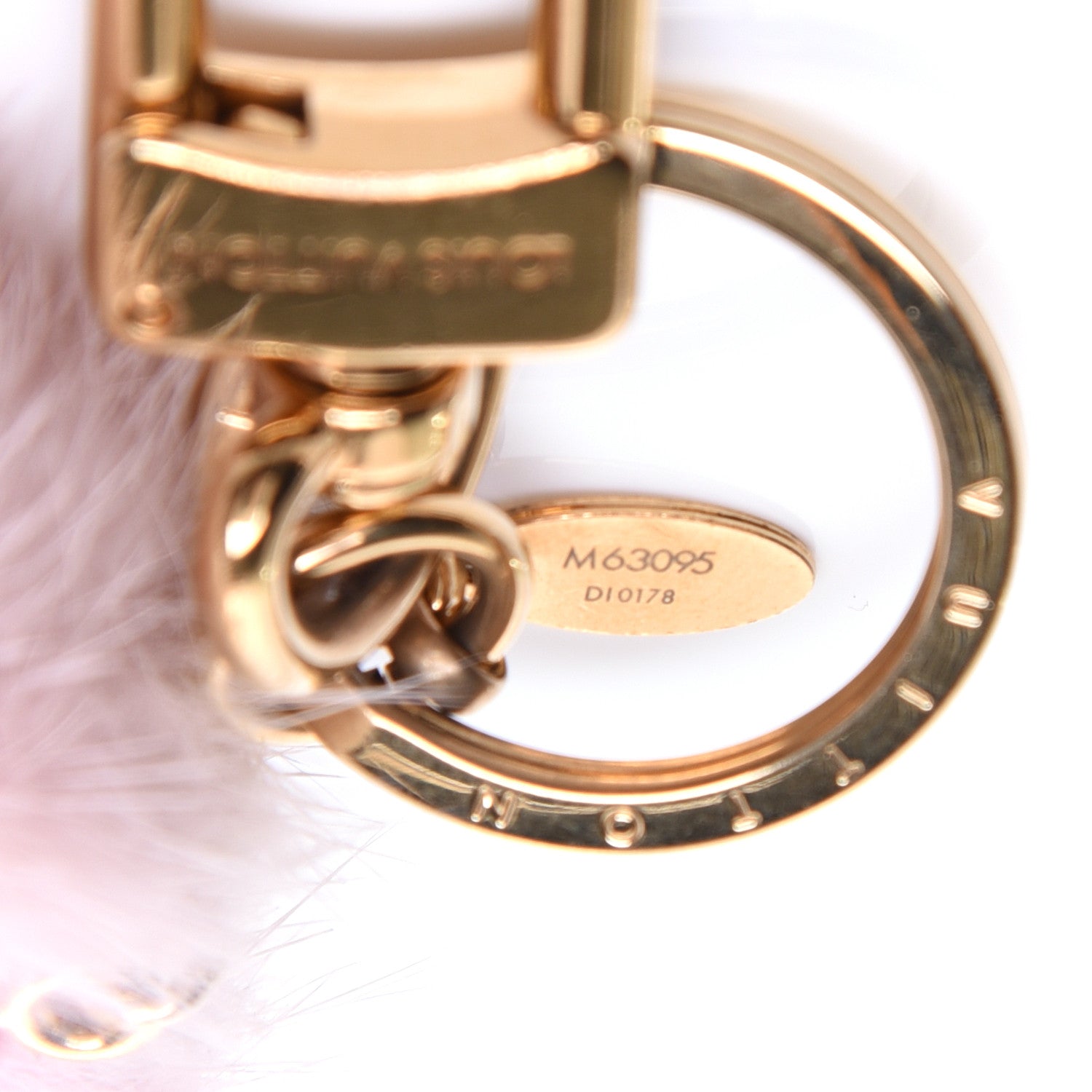 Louis Vuitton Resin Wood Mink Fur Vivienne Bag Charm Key Holder Pink 7 of 9