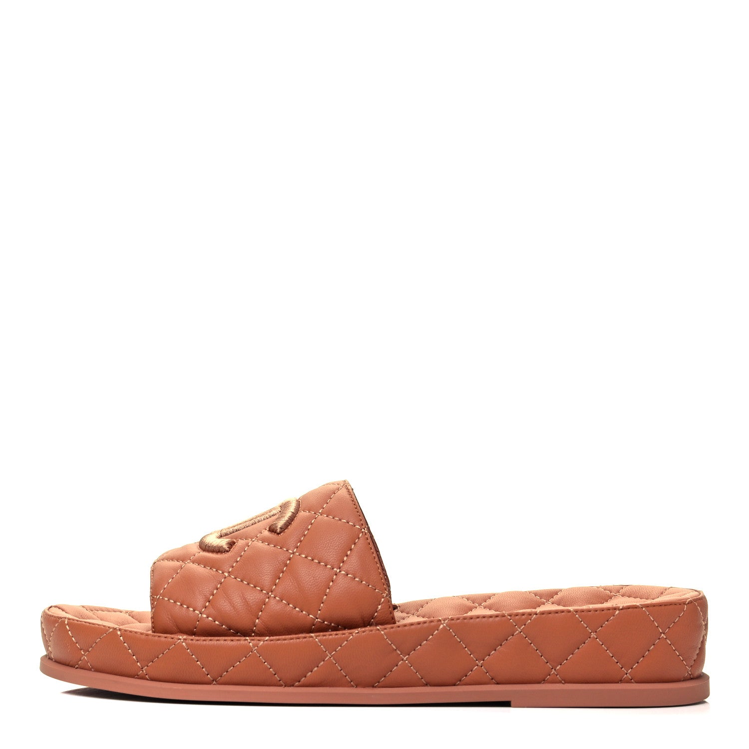 Chanel Lambskin Quilted CC Mules Sandals 39 Brown 1 of 8