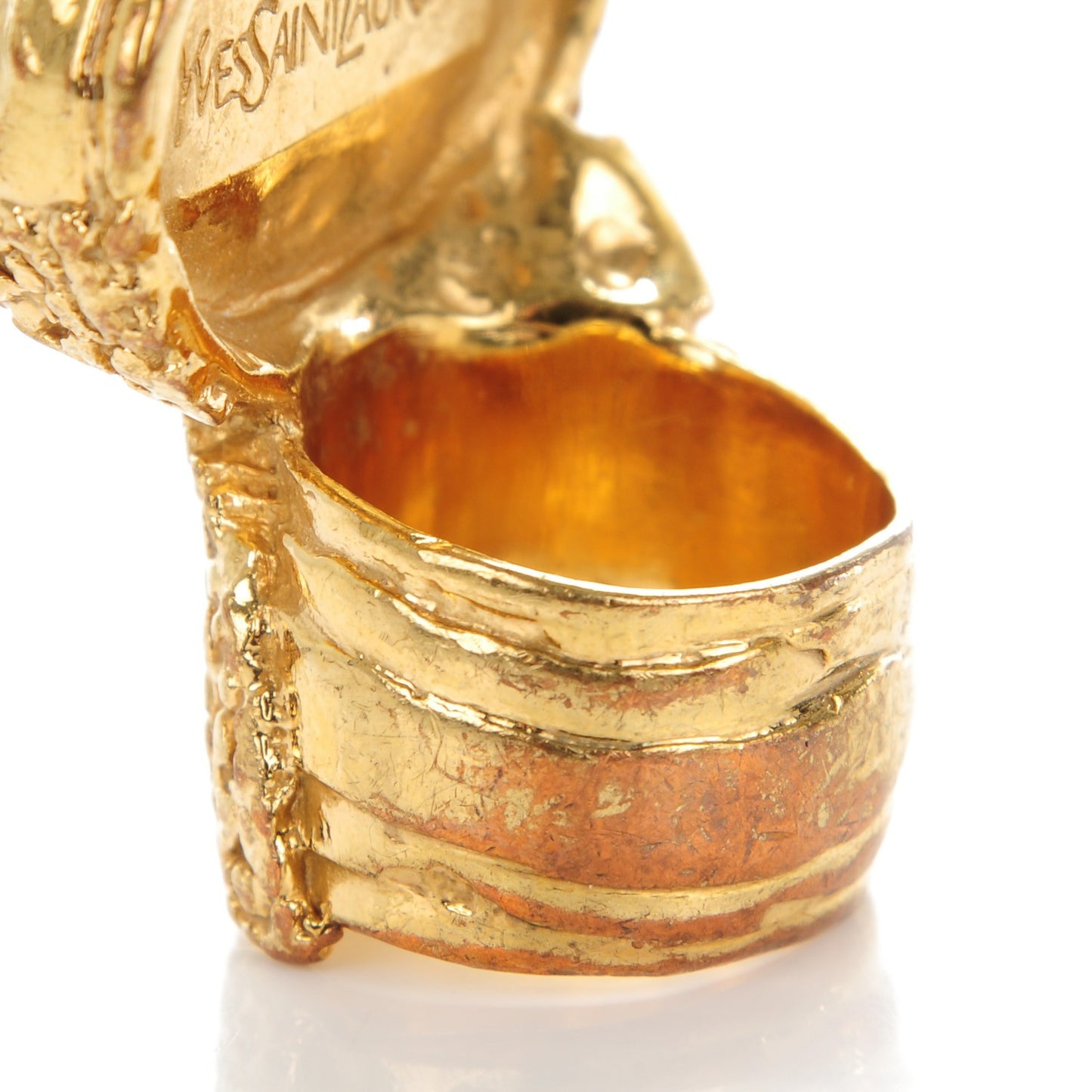 Glass Cabochon Arty Ovale Ring 6 Gold Pink