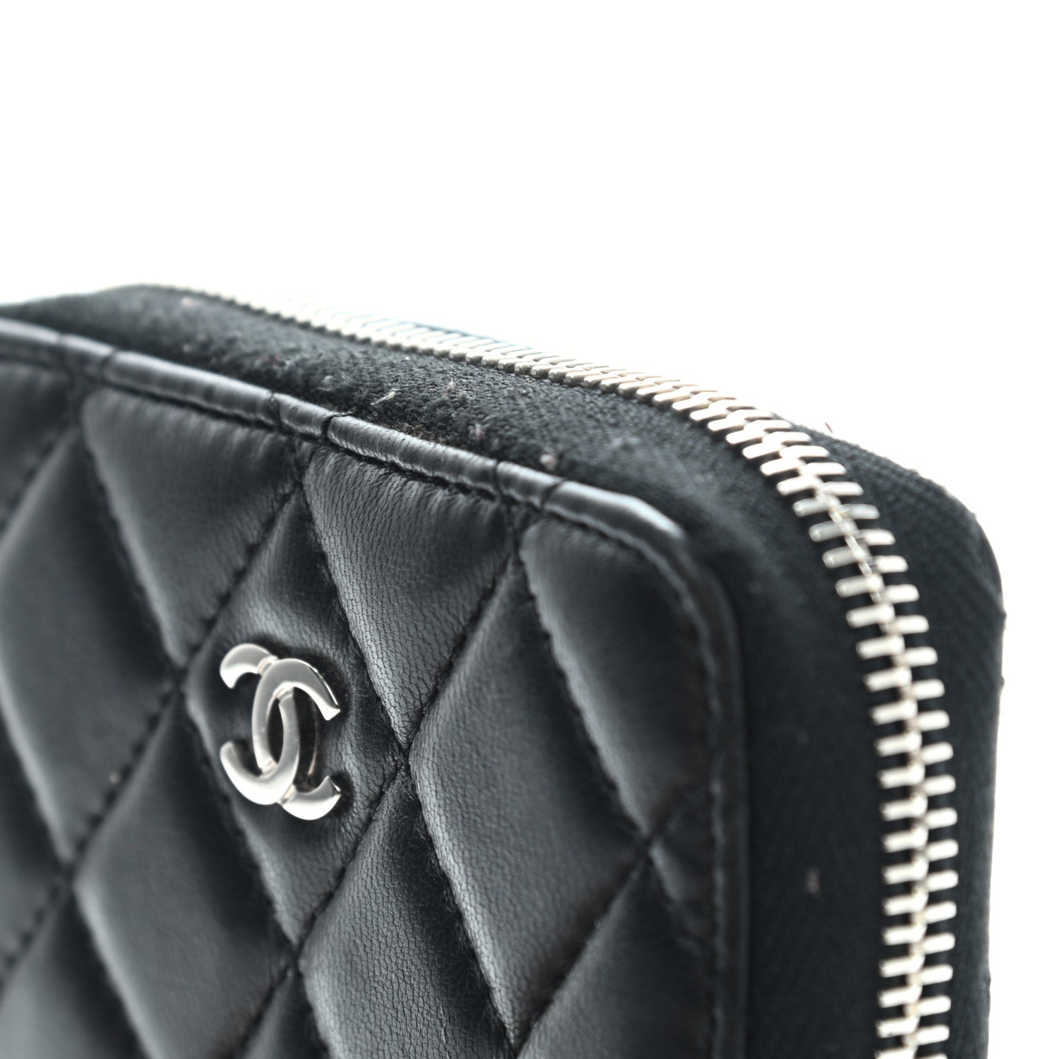 Chanel Lambskin Quilted Zip Coin Purse Black 8 of 8