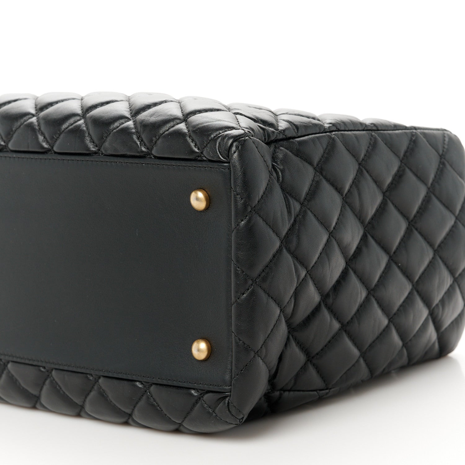 Chanel Aged Calfskin Quilted Large Coco Handle Shopping Tote Black 10 of 10