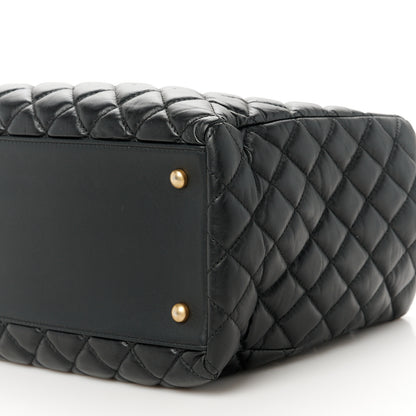 Chanel Aged Calfskin Quilted Large Coco Handle Shopping Tote Black 10 of 10