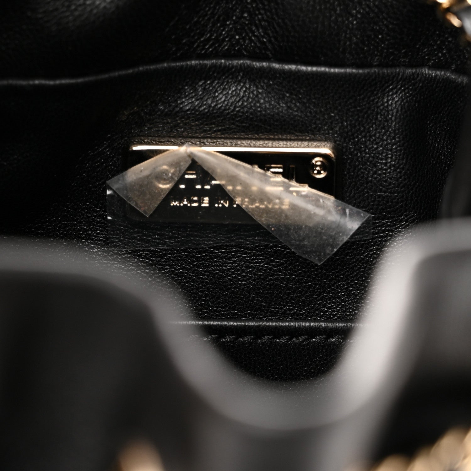 Chanel Fur Chain Drawstring Bucket Bag Black 7 of 11