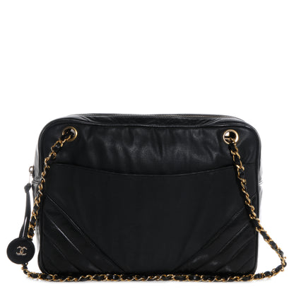 Chanel Lambskin Coated Canvas Vertical Quilted Camera Bag Black 1 of 7
