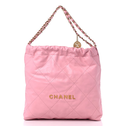 Chanel Shiny Calfskin Quilted Chanel 22 Drawstring Bag Light Pink 2 of 11
