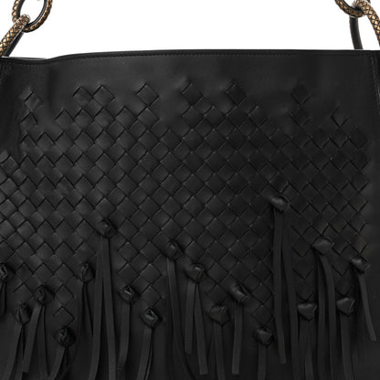 Bottega Veneta Nappa Intrecciato Fringe Brio Loop Hobo Black 9 of 14