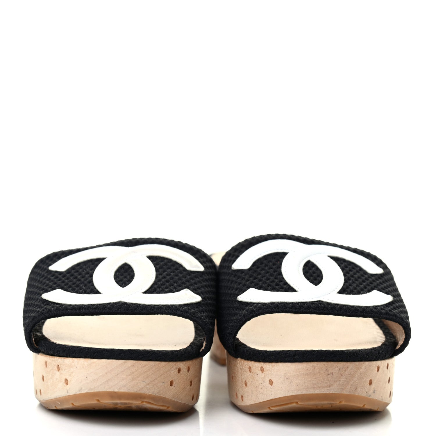 Chanel Wood Mesh CC Mules 37 Black 2 of 8