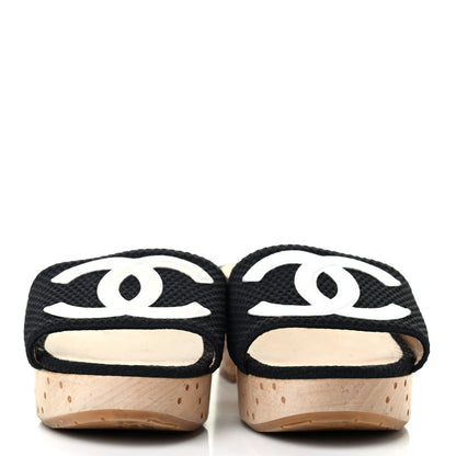 Chanel Wood Mesh CC Mules 37 Black 2 of 8
