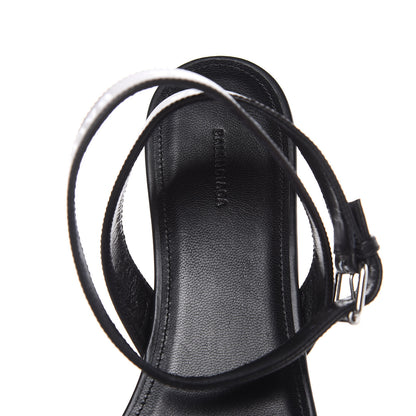 Balenciaga Calfskin Allover Logo Flat Sandals 38 Black White 6 of 8