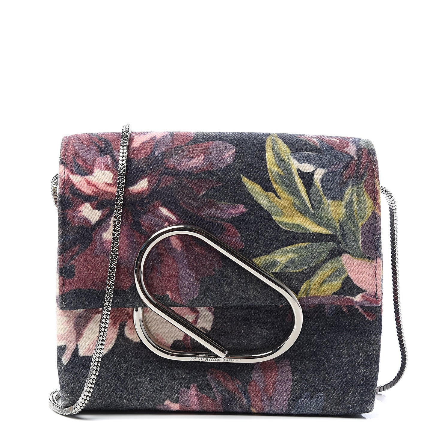 3.1 Denim Painted Alix Soft Flap Clutch Black