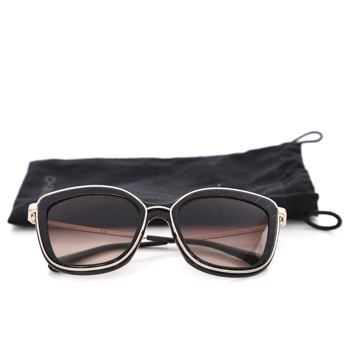 Acetate Quilted Metal Butterfly Sunglasses 4238-A Black